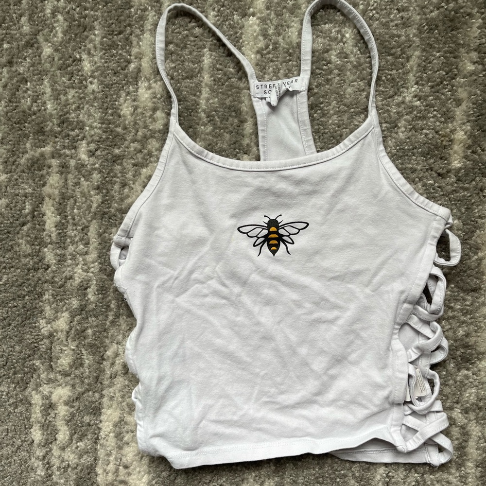 White tank top with bee design